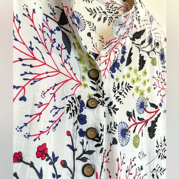 Long floral button collar blouse - Picture 2 of 4